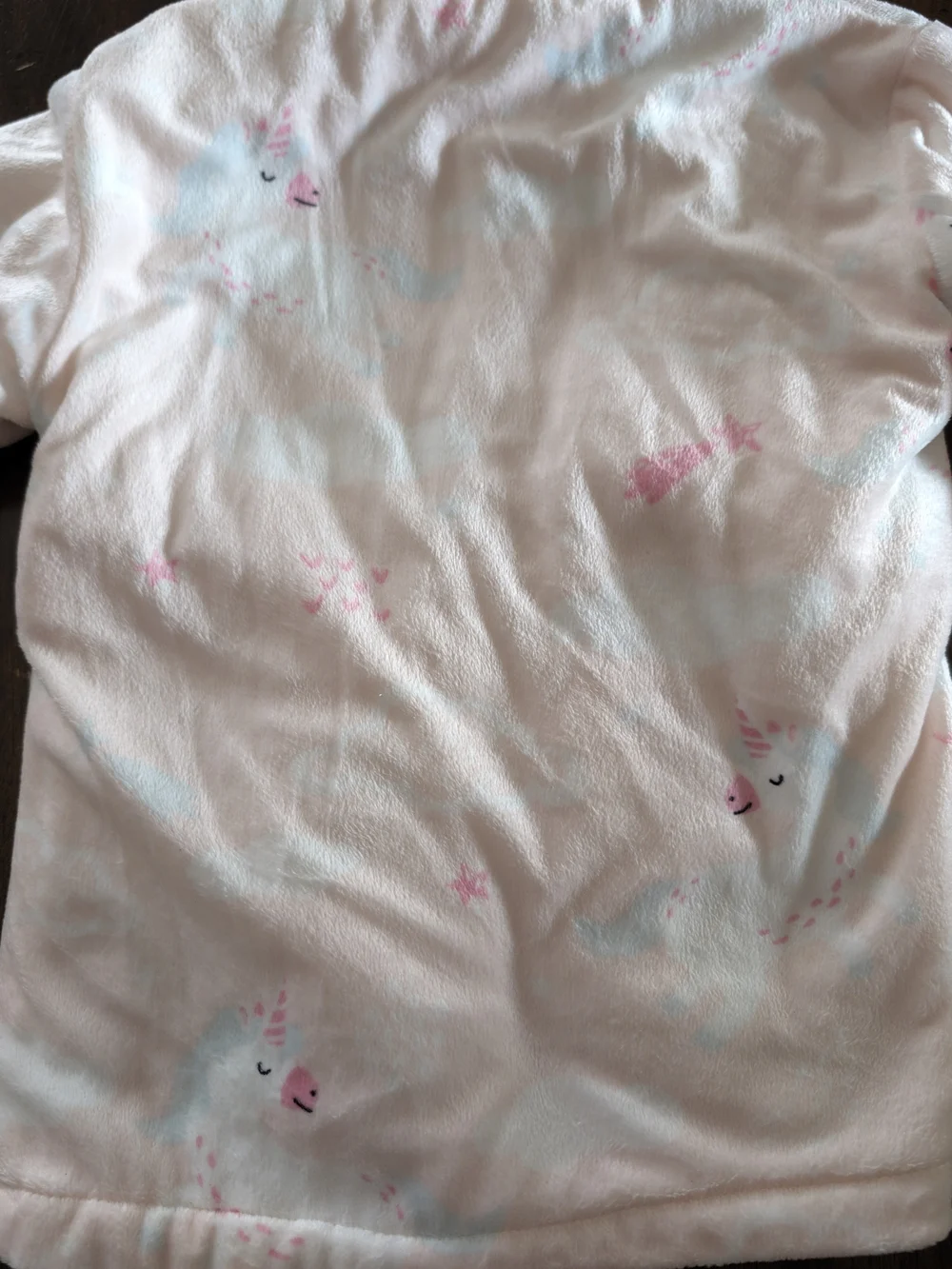 Toddler Unicorn Hooded Bath Robe - Light Pink White Plush 12 Month